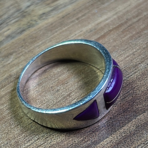 Navajo Selina Jake Mojave Purple stone & Sterling Ring - Picture 2 of 5